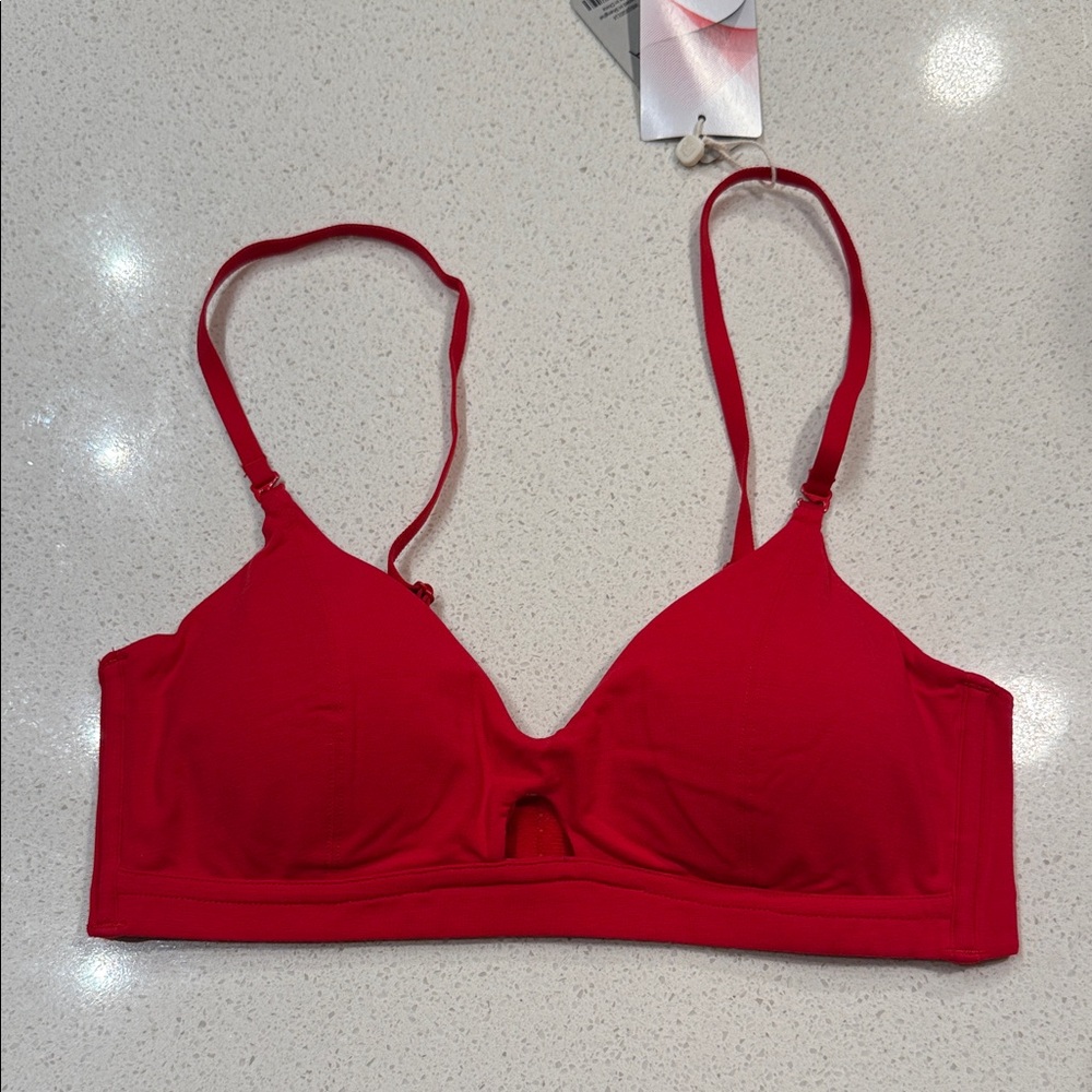 Neiwai 32A Bra Ruby Red Pure Comfort Soft Modal Triangle Wireless Multiway Strap